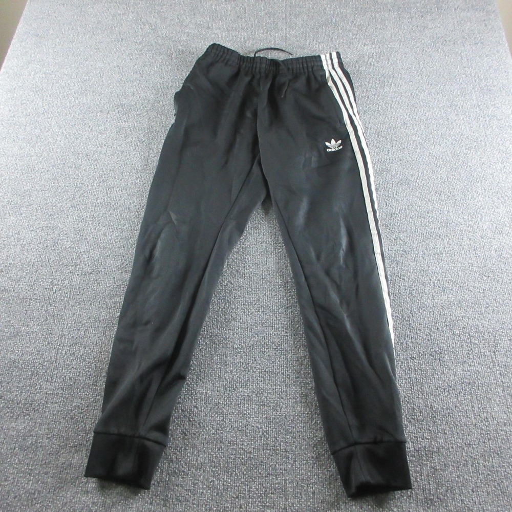 Adidas Jogger Pants Womens S Black 3 Stripe Elastic Waist Tapered Firebird